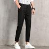 Men's Solid Color Slim Fit Pant Classic Straight Leg Casual Suit Pant Lightweight Business Party Comfort Trouser (Black,30) view 4