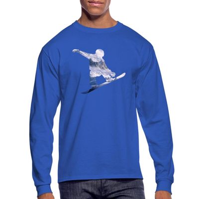 Spreadshirt Snowboard Action Jump Men's Long Sleeve T-Shirt, 3XL, Royal Blue