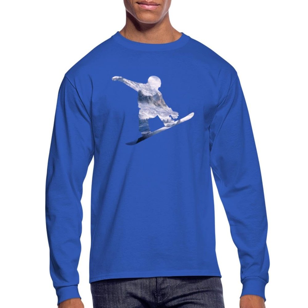 Spreadshirt Snowboard Action Jump Men's Long Sleeve T-Shirt, 3XL, Royal Blue