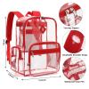 Fuyicat Heavy Duty Clear Backpack for Girls Boys Women Men, PVC Transparent School Backpacks See Through College Bookbag (Red) view 4