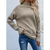 Women's Turtleneck Sweater Casual Solid Colors Long Sleeve Loose Knit Pullover Sweater Tops view 2