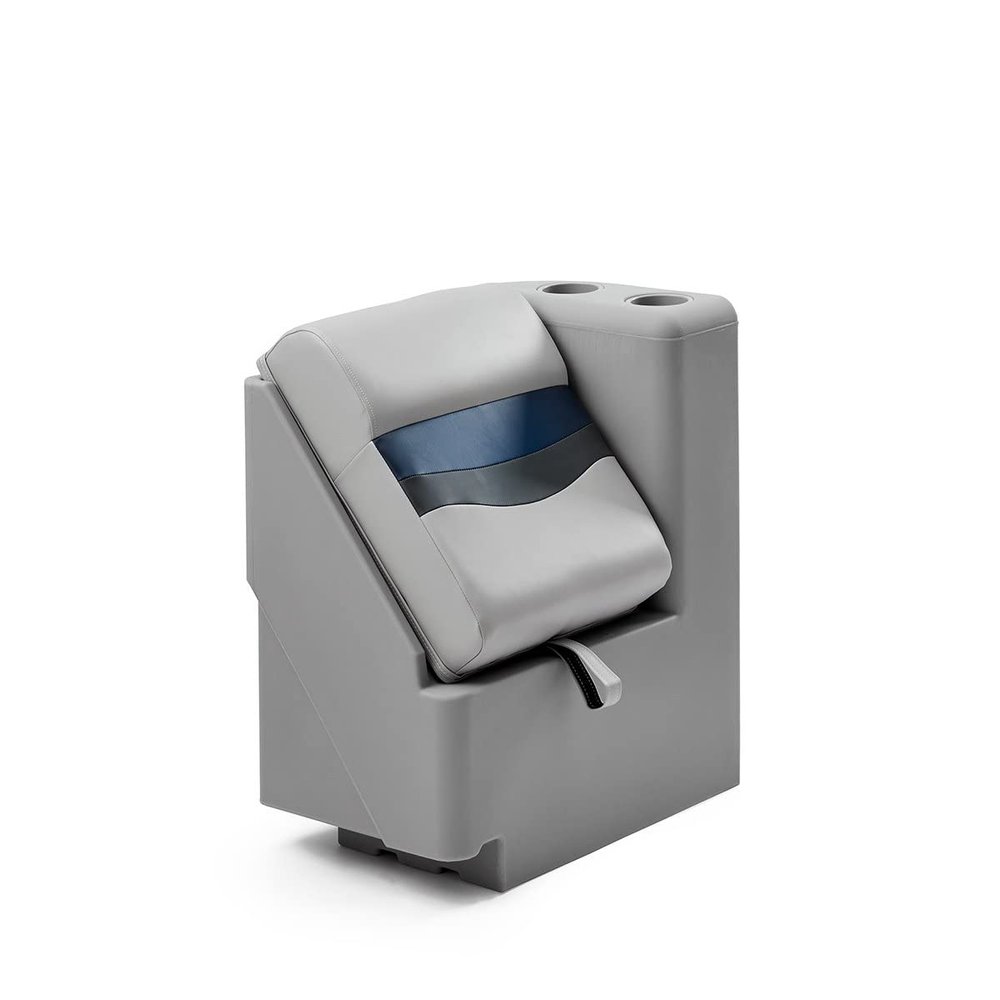 DeckMate Complete Classic Right Lean Back Seat and Base - Gray, Blue and Charcoal