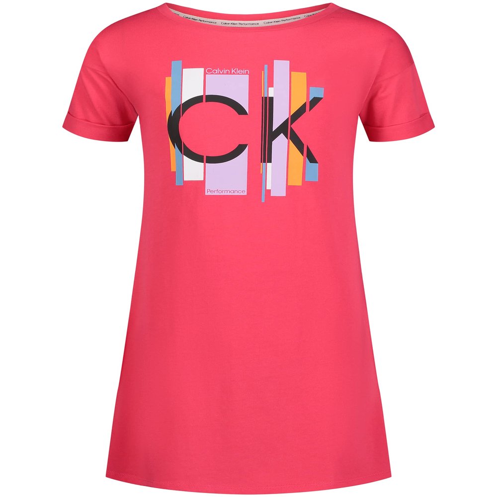 Calvin Klein Girls' Performance Dress, Pull-On Style with Crew-Neck Neckline, Logo Detailing, Azalea Cuffed, 7