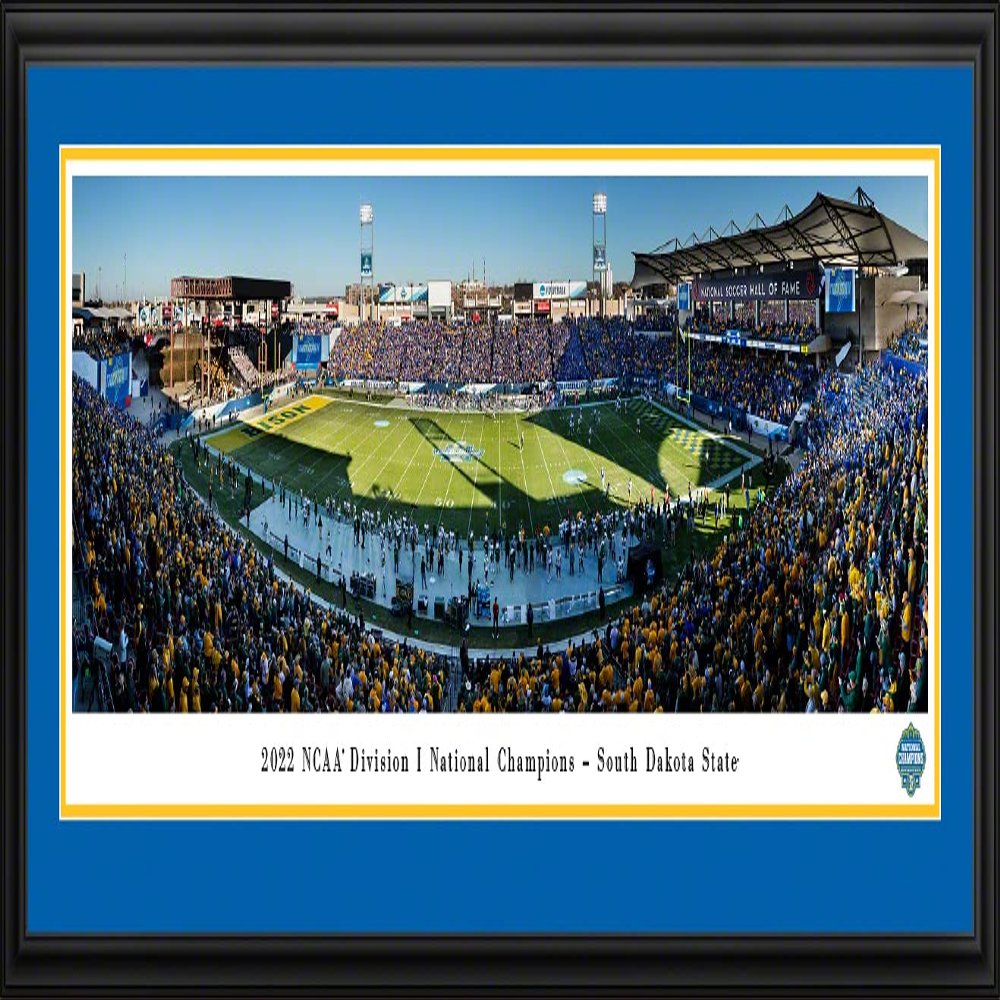 2022 NCAA Division I Football Champions - Jackrabbits Touchdown - 44x18-inch Double Mat, Deluxe Framed Picture by Blakeway Panoramas