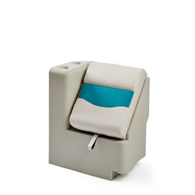 DeckMate Complete Classic Left Lean Back Seat and Base - Ivory and Teal