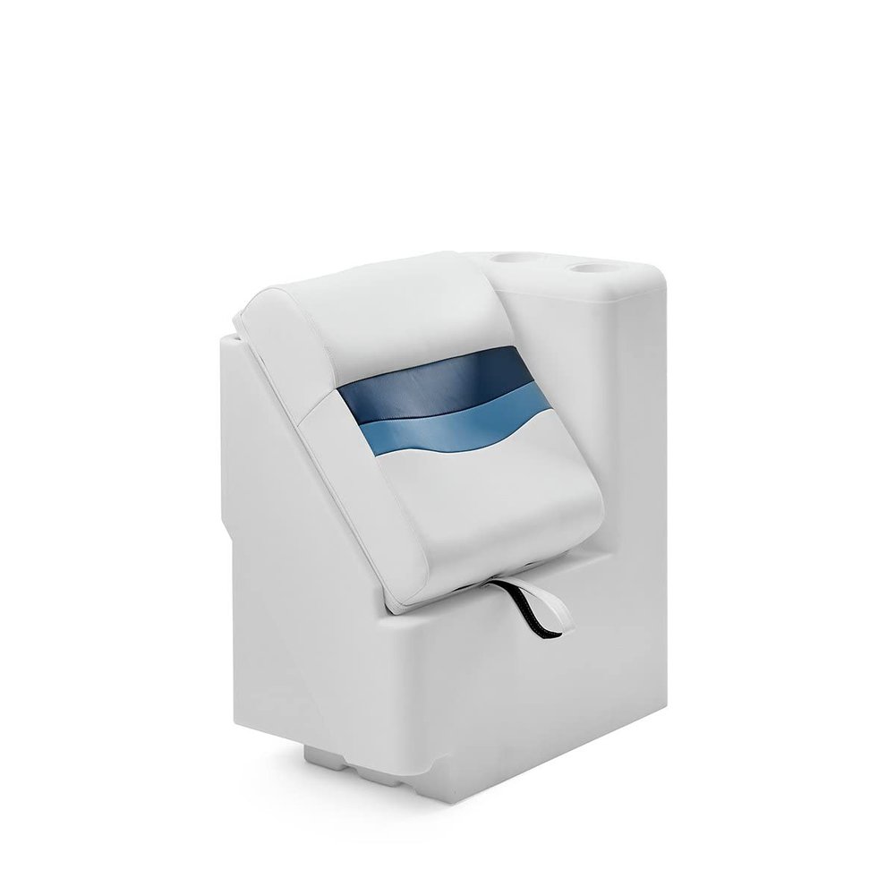 DeckMate Complete Classic Right Lean Back Seat and Base - white, blue and light blue