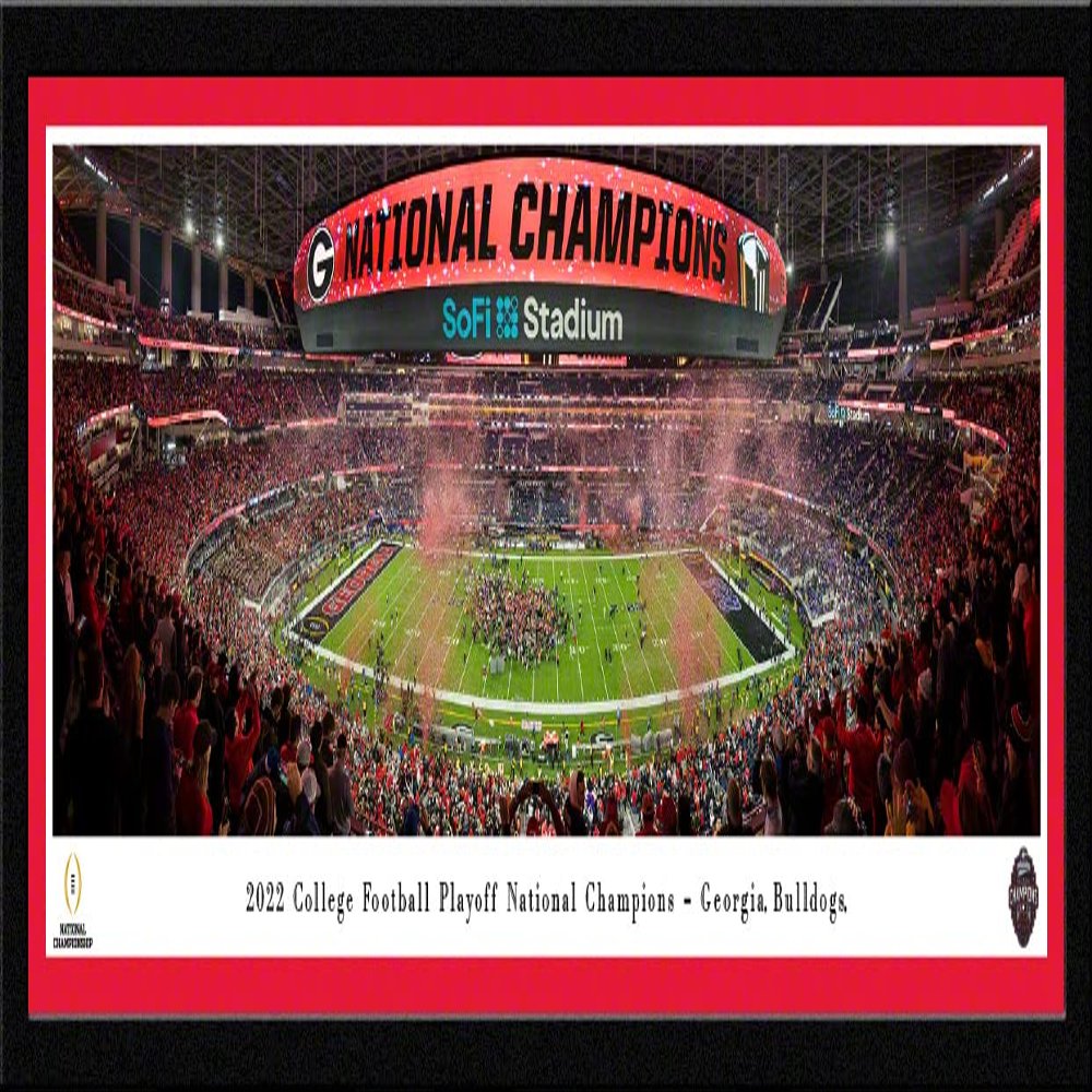 Georgia Bulldogs, 2022 CFP National Champions - 41.5x15-inch Single Mat, Select Framed Picture by Blakeway Panoramas
