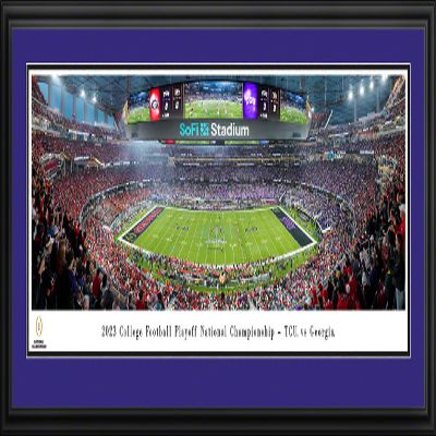 2023 CFP National Championship Game, Georgia vs TCU - 44x18-inch TCU Double Mat, Deluxe Framed Picture by Blakeway Panoramas