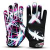 TAQCHA Jester Cross Eyes Football Gloves - Elite Trendy Wide Receiver Gloves  Extra Sticky Grip for Game Day, Training, High School and College - Adult and Youth Sizes (Black, Youth XS-S) view 3