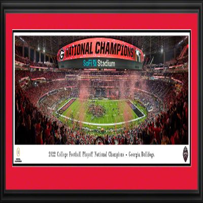 Georgia Bulldogs, 2022 CFP National Champions - 44x18-inch Double Mat, Deluxe Framed Picture by Blakeway Panoramas