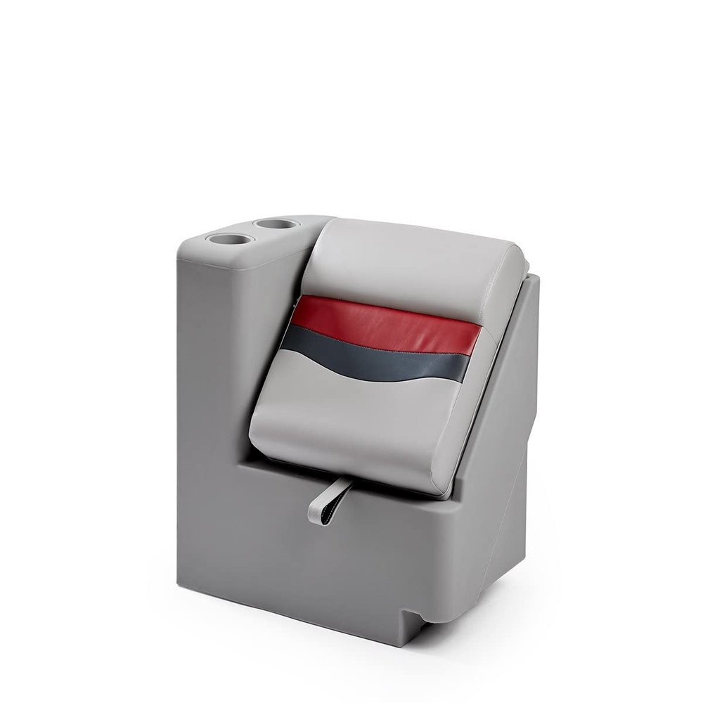DeckMate Complete Classic LeftLean Back Seat and Base - Gray, Red and Charcoal