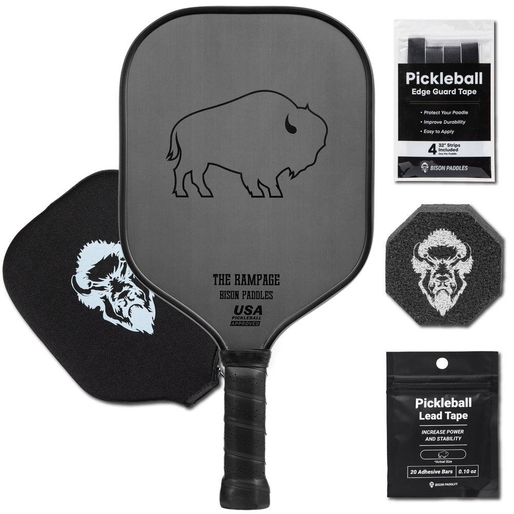 Carbon Fiber Pickleball Paddle - Raw Toray T700 Surface Provides Maximum Ball Spin | Elongated or Widened Pickleball Racket Shapes Available - Paddle Customization Kit Included