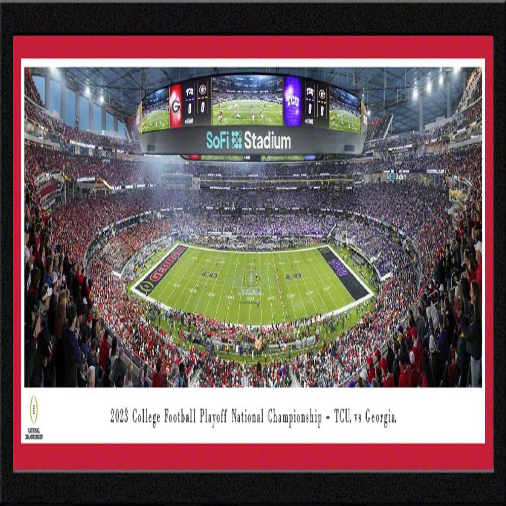 2023 CFP National Championship Game, Georgia vs TCU - 41.5x15-inch Red Single Mat, Select Framed Picture by Blakeway Panoramas