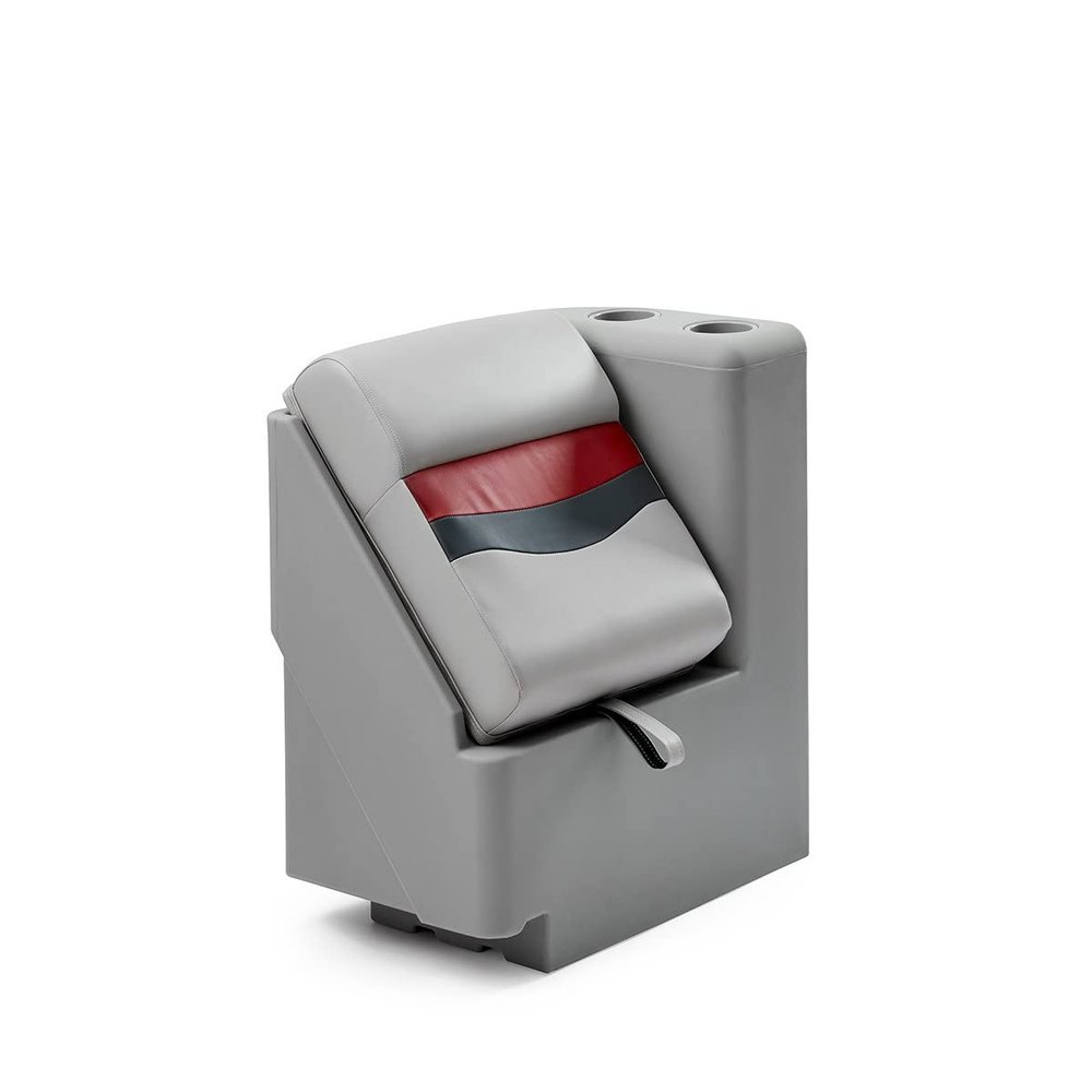 DeckMate Complete Classic Right Lean Back Seat and Base - Gray, Red and Charcoal
