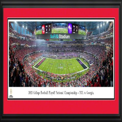 2023 CFP National Championship Game, Georgia vs TCU - 44x18-inch UGA Double Mat, Deluxe Framed Picture by Blakeway Panoramas