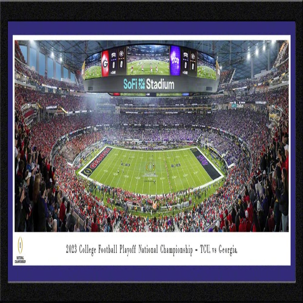 2023 CFP National Championship Game, Georgia vs TCU - 41.5 x15-inch Purple Single Mat, Select Framed Picture by Blakeway Panoramas