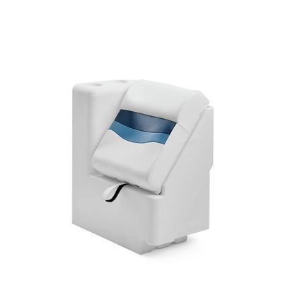 DeckMate Complete Classic Left Lean Back Seat and Base - White, Blue and Light Blue