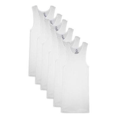 George Men's 6 Pack A-Shirt Tank Top (as1, Alpha, s, Regular, Regular, White)
