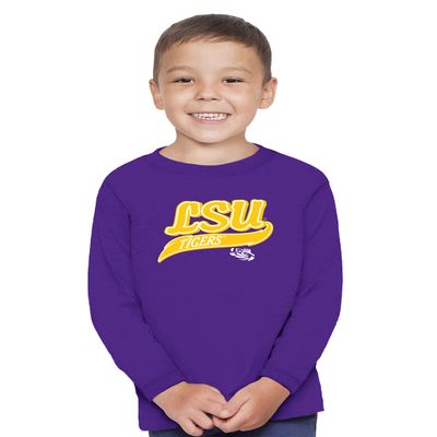 Little King NCAA Infant & Toddler Long Sleeve Tee-Varsity Logo-LSU-Purple-6 Months