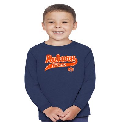 Little King NCAA Infant & Toddler Long Sleeve Tee-Varsity Logo-Auburn-Navy-12 Months Team Color