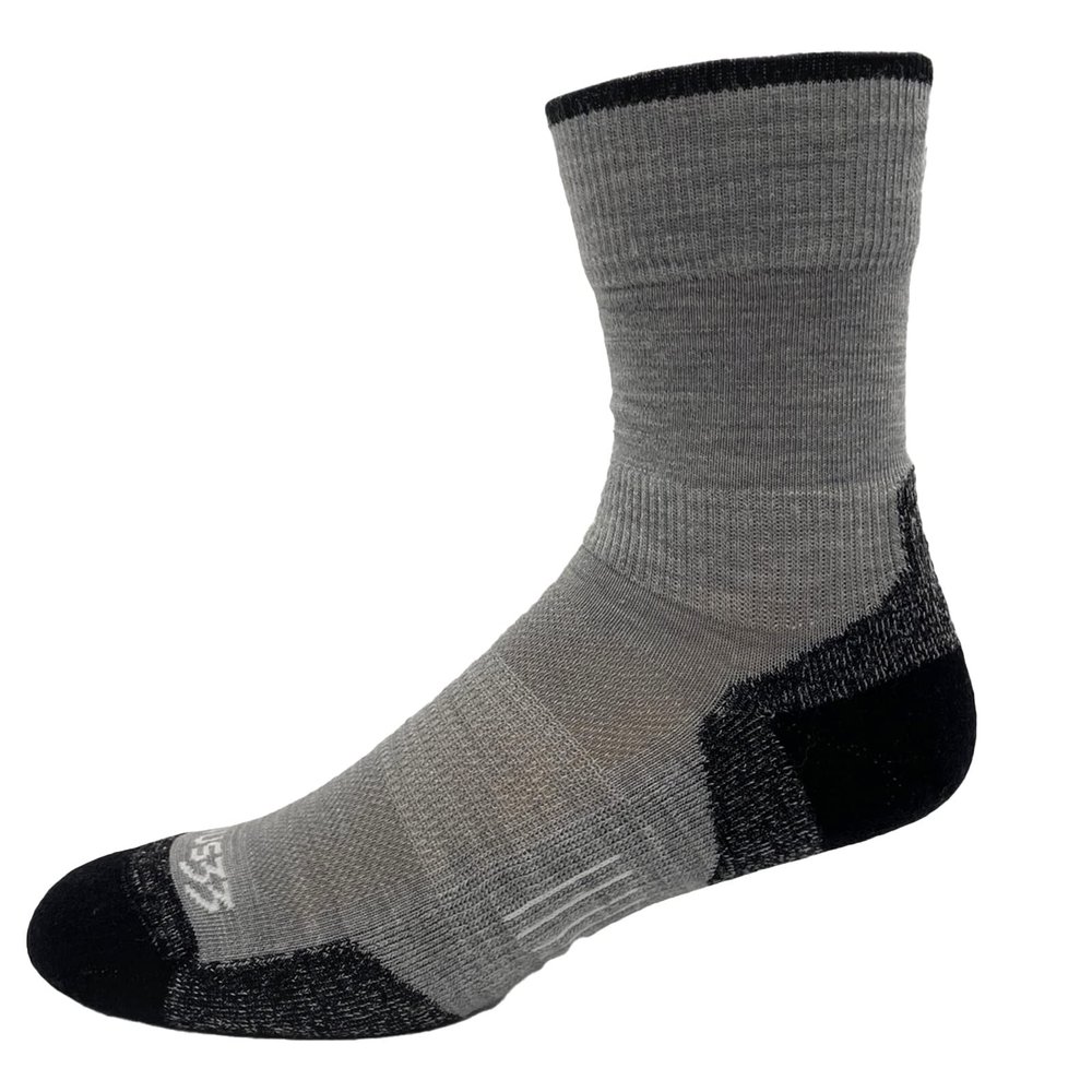USA Made - Crew Socks - Micro Weight Full Cushion - Hiking Socks - Merino Wool - Mountain Heritage - Ash Gray - Small
