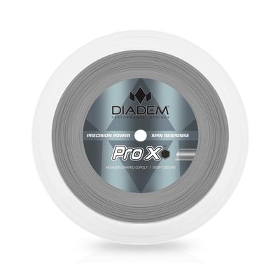 Diadem Pro X Tennis String Reel - Hexagon Design, High-Performance Poly, Multiple Gauges for Power & Spin, Silver, 16L (1.25mm)