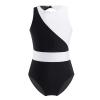 CHICTRY Kids Girls Color Block Sleeveless Hollow Back Athletic Gymnastics Dance Leotards Bodysuit Black&White 8 Years view 1