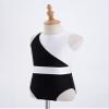 CHICTRY Kids Girls Color Block Sleeveless Hollow Back Athletic Gymnastics Dance Leotards Bodysuit Black&White 8 Years view 3