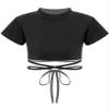 Fldy Kid Girls 2 Piece Outfits Girls Crop Tops with Sweatpants Joggers Set Jazz Hip Hop Dance Clothes Set Black A 9-10 Years view 4