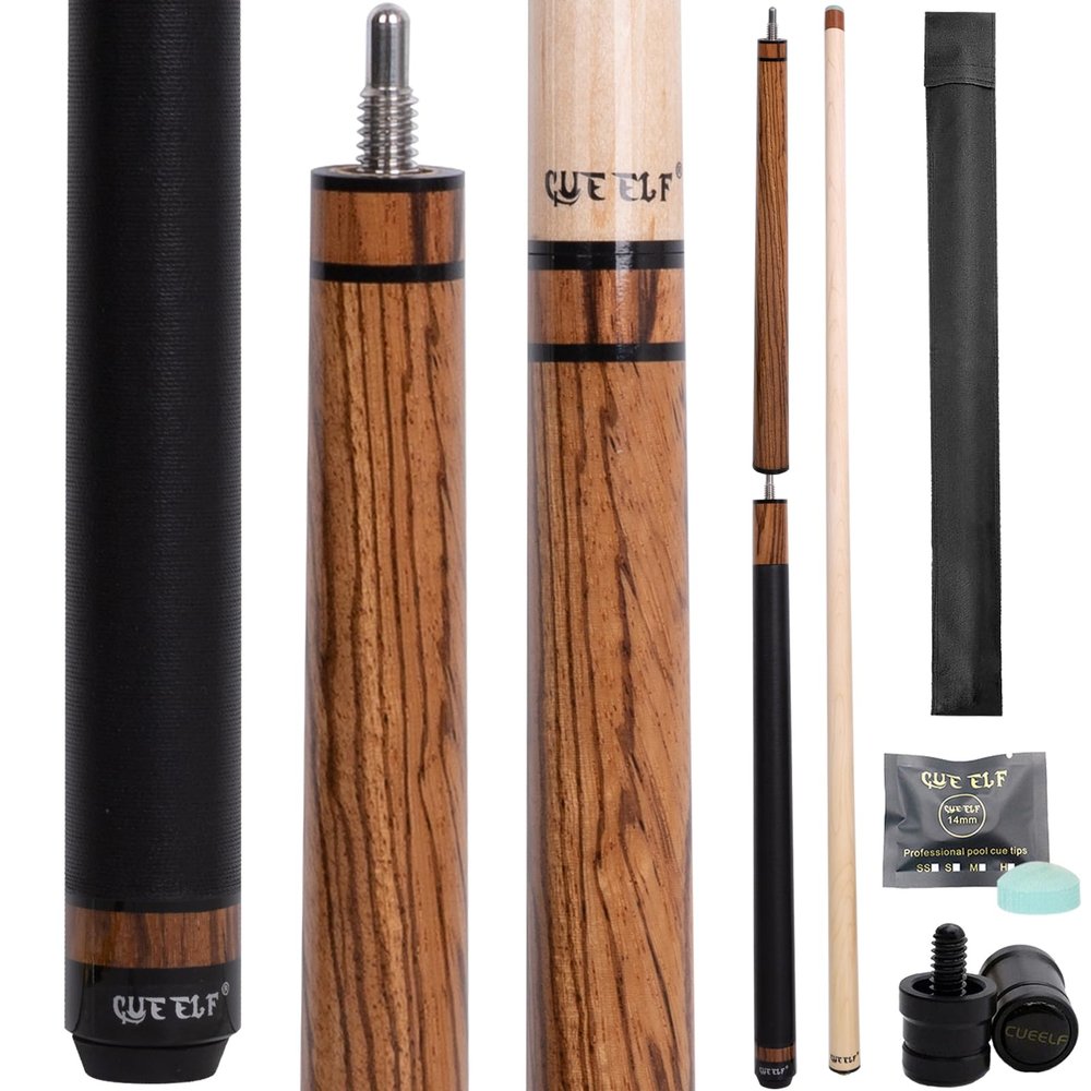 CUEELF Heavy Hitter Jump Break Pool Cue 3-Piece Jump/Break Pool Cue Stick Zebra Wood Pool Stick 23 oz Break Pool Cue (Zebra, 21 oz)