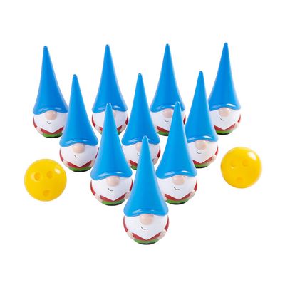 Fun Express Gnome Bowling Set, Christmas, Winter and Holiday Activites, 12 Piece Set, Includes Ten Pins and Two Balls, Great for School, Church and Work Parties