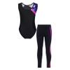 Jizyo Kids Girls Sparkle Dance Clothes Suit Sleeveless Gymnastic Leotard with Leggings Sports Outfit Tracksuit Navy Blue 8 Years view 2