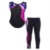 Jizyo Kids Girls Sparkle Dance Clothes Suit Sleeveless Gymnastic Leotard with Leggings Sports Outfit Tracksuit Navy Blue 8 Years view 3