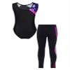Jizyo Kids Girls Sparkle Dance Clothes Suit Sleeveless Gymnastic Leotard with Leggings Sports Outfit Tracksuit Navy Blue 8 Years view 4