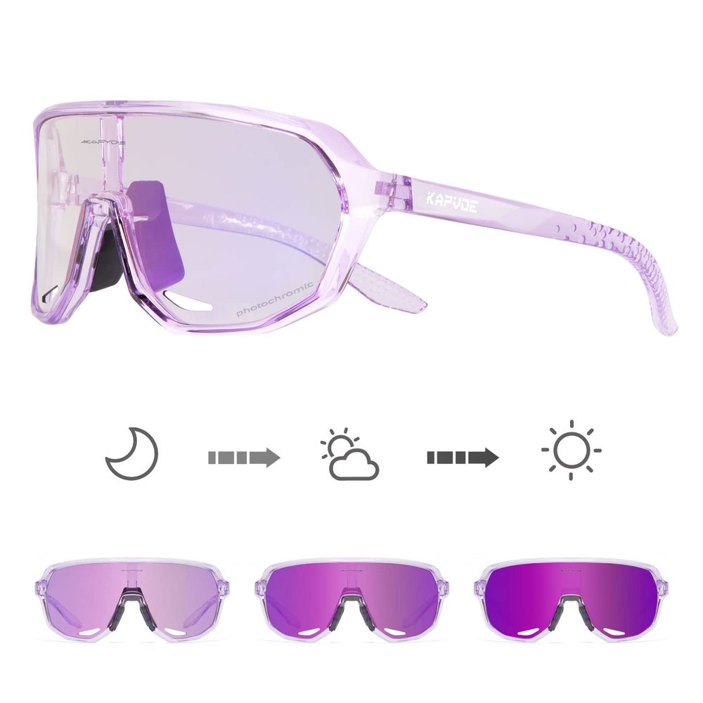 KAPVOE Photochromic Cycling Glasses for Men Women Mountain Bike Sunglasses Black Sports Goggles UV Protection
