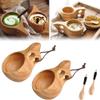 pizarra 2Pack Nordic Style Wooden Cup Kuksa Cup Portable Outdoor Camping Drinking Mug Wooden Coffee Cup with Wooden Spoon view 2