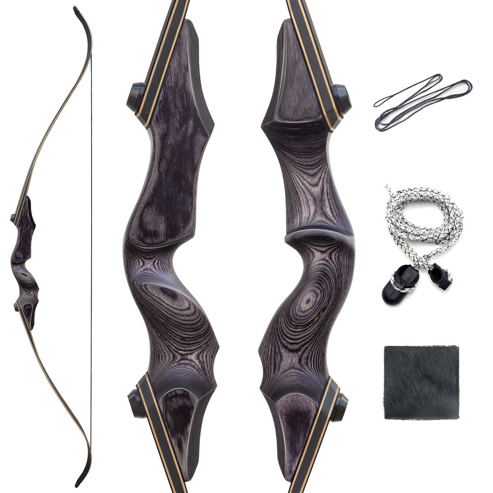 60 Inch Takedown Recurve Bows Left Hand Archery Bow with Bow Stringer 20-60lbs Hunting Bow for Adults Target Shooting Practice (30LBS)
