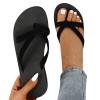 Black Sandals Women Flat, Women's Fashion Slippers Peep-Toe Summer Casual Clip Toe Beach Sandals Lace-Up Comfortable Cute Sandals view 1