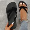 Black Sandals Women Flat, Women's Fashion Slippers Peep-Toe Summer Casual Clip Toe Beach Sandals Lace-Up Comfortable Cute Sandals view 2