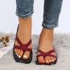 Black Sandals Women Flat, Women's Fashion Slippers Peep-Toe Summer Casual Clip Toe Beach Sandals Lace-Up Comfortable Cute Sandals view 3