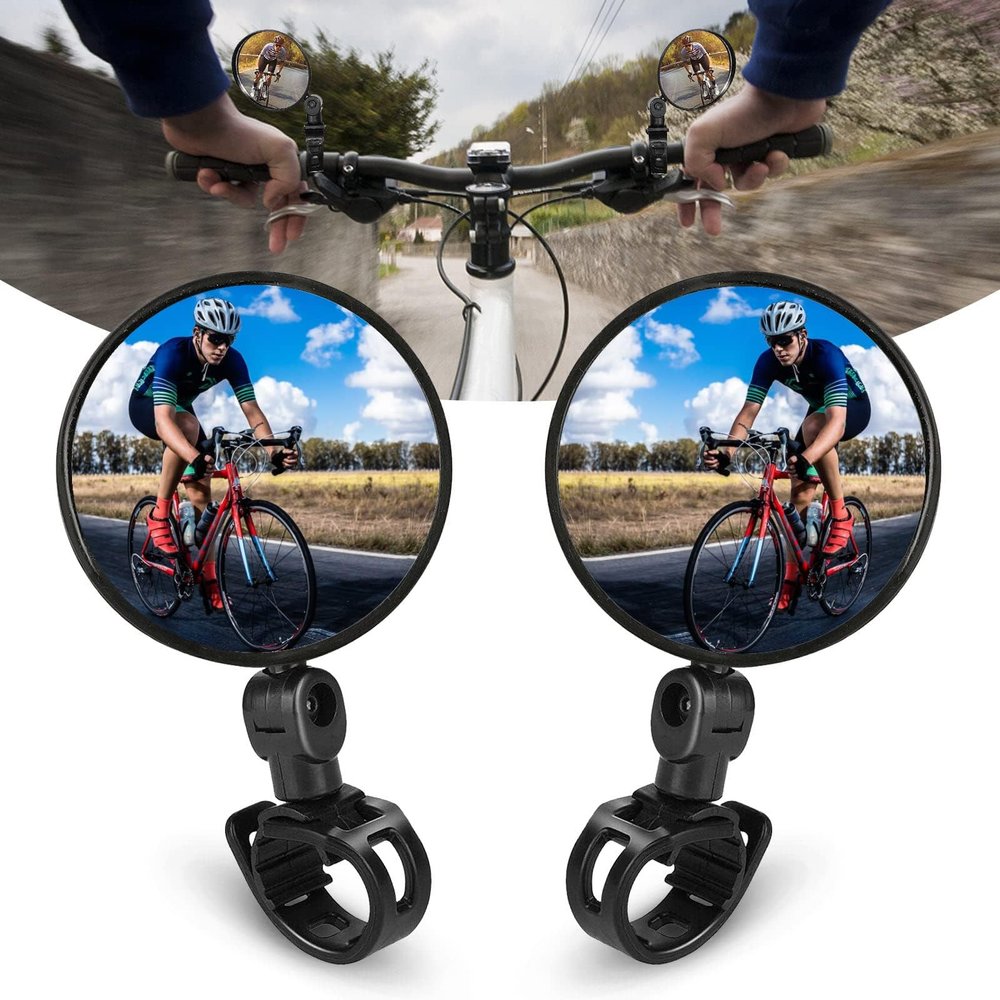 2Pack Universal Bicycle Rearview Mirrors, 360Rotatable Bar End Bicycle Mirrors, Wide Angle Convex Bike Mirror for 15-35 mm Handlebar Bikes