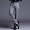 Maiyifu-GJ Men's Slim Fit Skinny Stretch Pant Classic Solid Color Tapered Suit Pant Lightweight Business Comfort Trousers (Grey,36) view 2