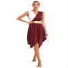 ranrann Women's Asymmetrical Praise Dance Tunic Color Block Sleeveless Worship Lyrical Dance Overlay Costume V Neck-Burgundy Large view 2