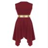 ranrann Women's Asymmetrical Praise Dance Tunic Color Block Sleeveless Worship Lyrical Dance Overlay Costume V Neck-Burgundy Large view 3