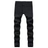 JEsilunmaMY Mens Destroyed Straight Leg Jeans Mid Waist Slim Fit Pleated Ripped Denim Pants Distressed Casual Pencil Trousers (Black,38) view 2