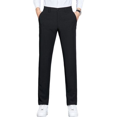 Men's Slim 4-Way Stretch Pant Solid Skinny Fit Comfort Suit Pant Lightweight Wrinkle Resistant Business Trousers (Black,28)