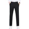 Men's Slim 4-Way Stretch Pant Solid Skinny Fit Comfort Suit Pant Lightweight Wrinkle Resistant Business Trousers (Black,28) view 1