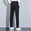 Men's Slim 4-Way Stretch Pant Solid Skinny Fit Comfort Suit Pant Lightweight Wrinkle Resistant Business Trousers (Black,28) view 4