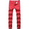 Men's Slim Fit Trousers Mid Waist Stretch Skinny Straight Leg Jeans Casual Comfort Basic Cotton Denim Pants (Red,29) view 1