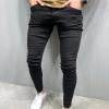 JEsilunmaMY Men's Stretch Skinny Pencil Jeans Mid Waist Distressed Washed Denim Pants Slim Fit Casual Comfort Jean Trousers (Black,XX-Large) view 2